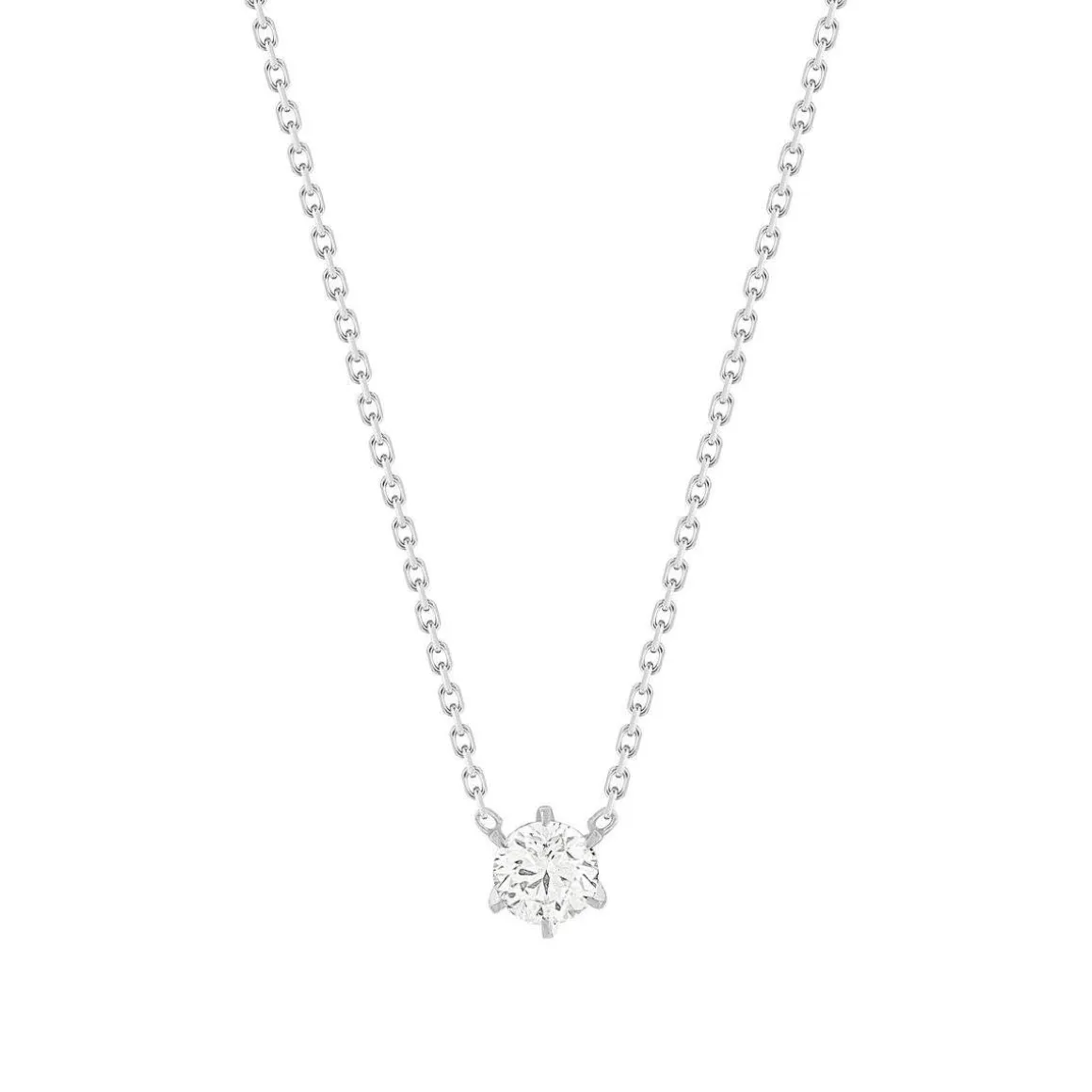 Collier solitaire or 750 blanc diamant HP1 0.4 carat 42cm