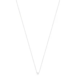 Collier solitaire or 750 blanc diamant HP1 0.3 carat 42cm