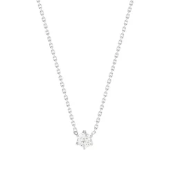 Collier solitaire or 750 blanc diamant HP1 0.3 carat 42cm