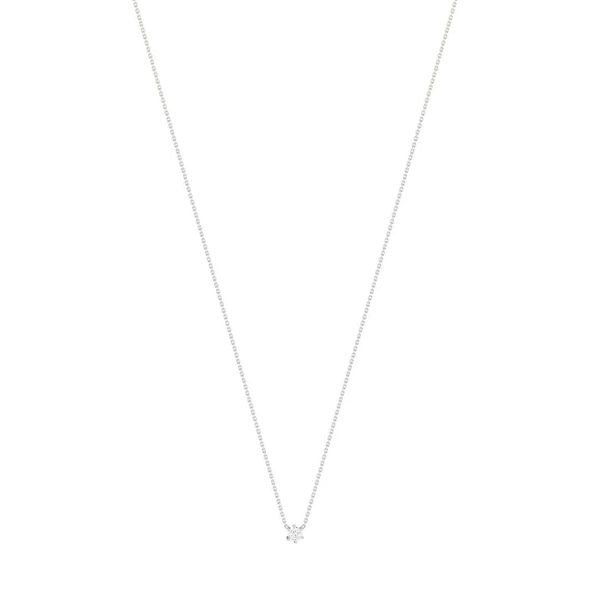 Collier solitaire or 750 blanc diamant HP1 0.25 carat 42cm