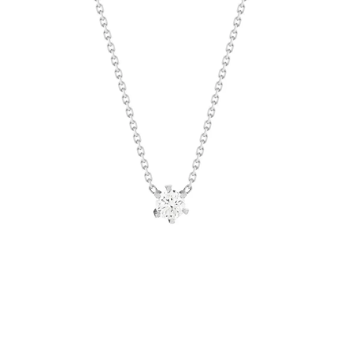 Collier solitaire or 750 blanc diamant HP1 0.25 carat 42cm
