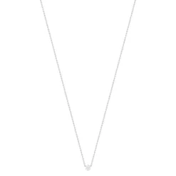 Collier solitaire or 750 blanc diamant synthétique 0.2 carat 42cm