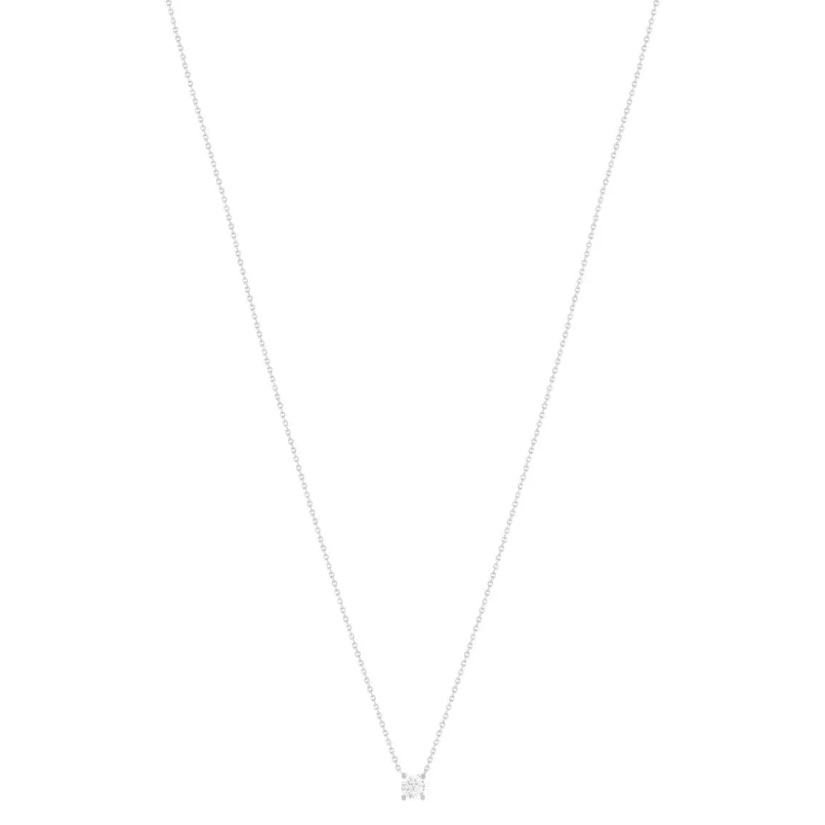 Collier solitaire or 750 blanc diamant HSI 0.4 carat 42cm