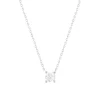 Collier solitaire or 750 blanc diamant synthétique 0.4 carat 42cm