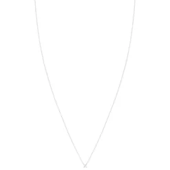 Collier solitaire or 750 blanc diamant HSI 0.2 carat 42cm