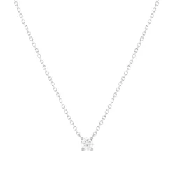 Collier solitaire or 750 blanc diamant HSI 0.2 carat 42cm