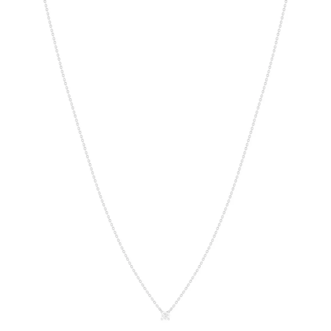 Collier solitaire or 750 blanc diamant HP1 0.3 carat 42cm