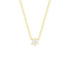 Collier solitaire or 750 jaune diamant HSI 0.25 carat 42cm