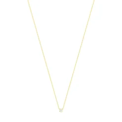 Collier solitaire or 750 jaune diamant HSI 0.25 carat 42cm