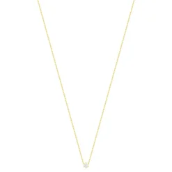 Collier solitaire or 750 jaune diamant HSI 0.4 carat 42cm
