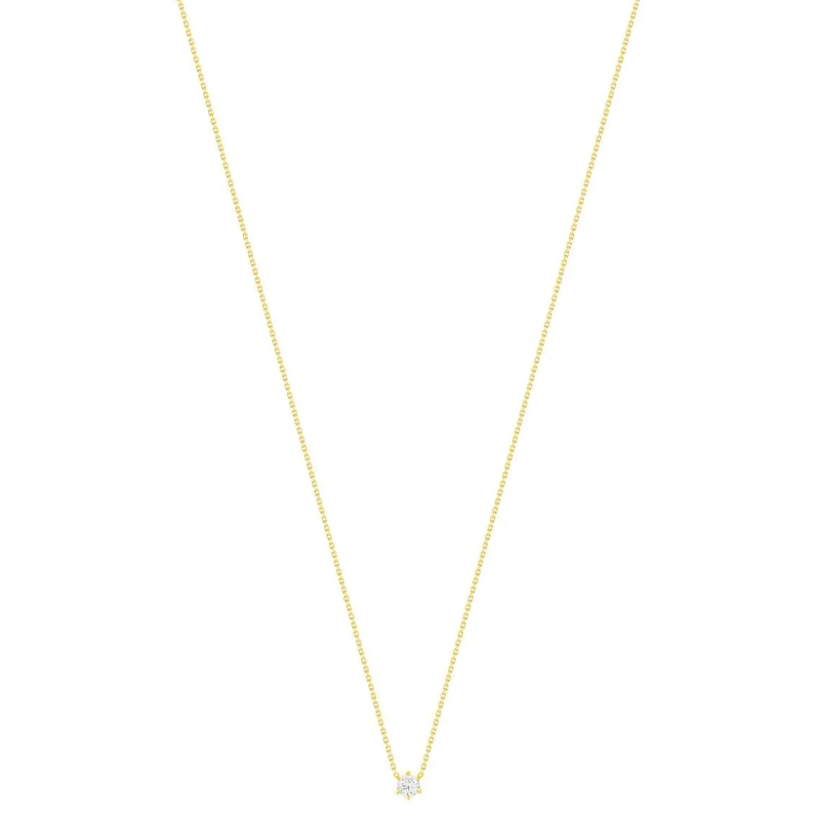 Collier solitaire or 750 jaune diamant HSI 0.4 carat 42cm