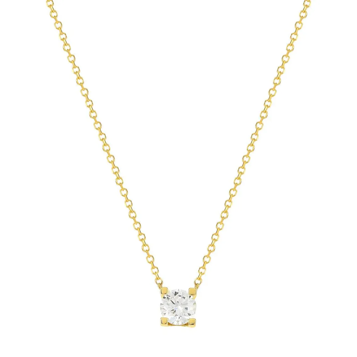 Collier solitaire or 750 jaune diamant HP1 0.5 carat 42cm
