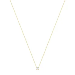 Collier solitaire or 750 jaune diamant HP1 0.5 carat 42cm
