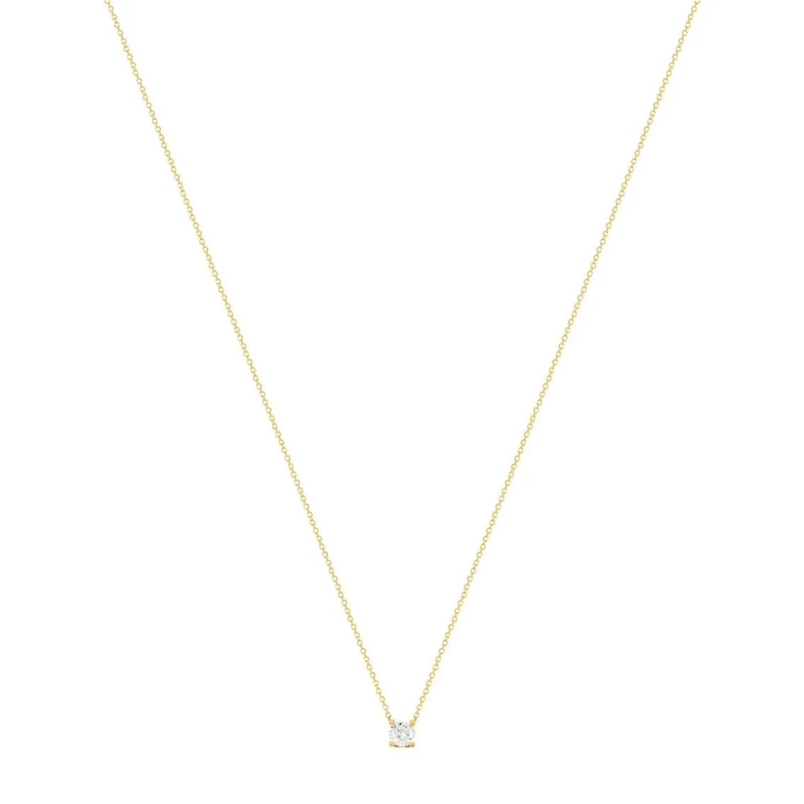 Collier solitaire or 750 jaune diamant HP1 0.5 carat 42cm