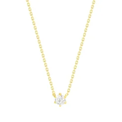 Collier solitaire or 750 jaune diamant HSI 0.3 carat 42cm