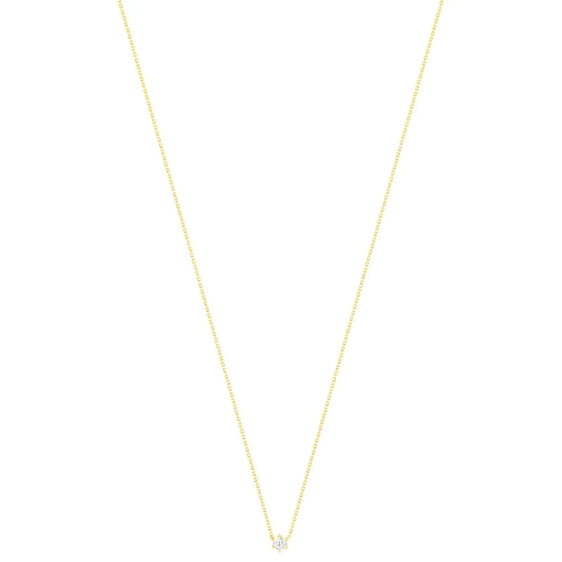 Collier solitaire or 750 jaune diamant HSI 0.3 carat 42cm
