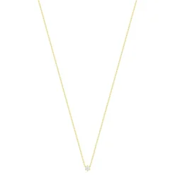 Collier solitaire or 750 jaune diamant synthétique 0.4 carat 42cm