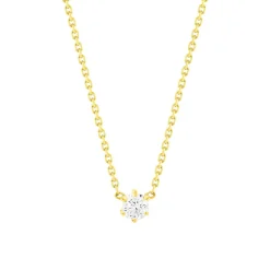 Collier solitaire or 750 jaune diamant HSI 0.2 carat 42cm