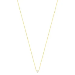 Collier solitaire or 750 jaune diamant HSI 0.2 carat 42cm