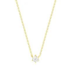 Collier solitaire or 750 jaune diamant synthétique 0.3 carat 42cm