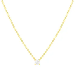 Collier solitaire or 750 jaune diamant HSI 0.3 carat 42cm