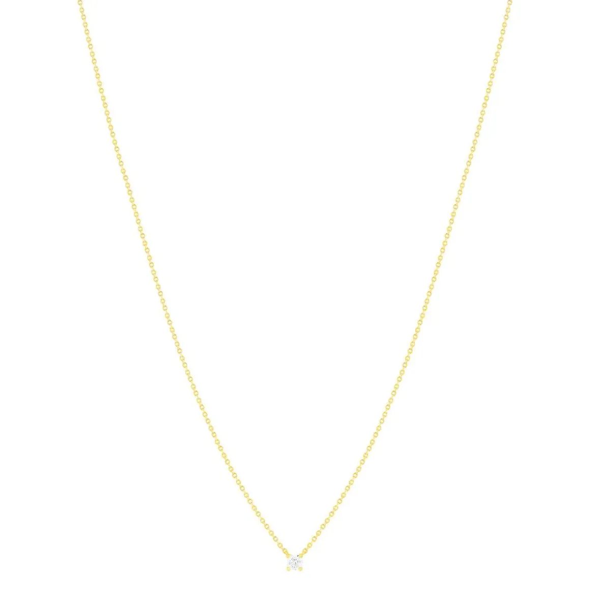 Collier solitaire or 750 jaune diamant HSI 0.3 carat 42cm