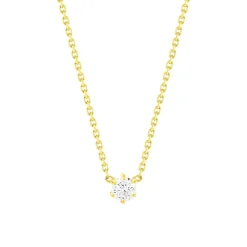 Collier solitaire or 750 jaune diamant synthétique 0.2 carat 42cm