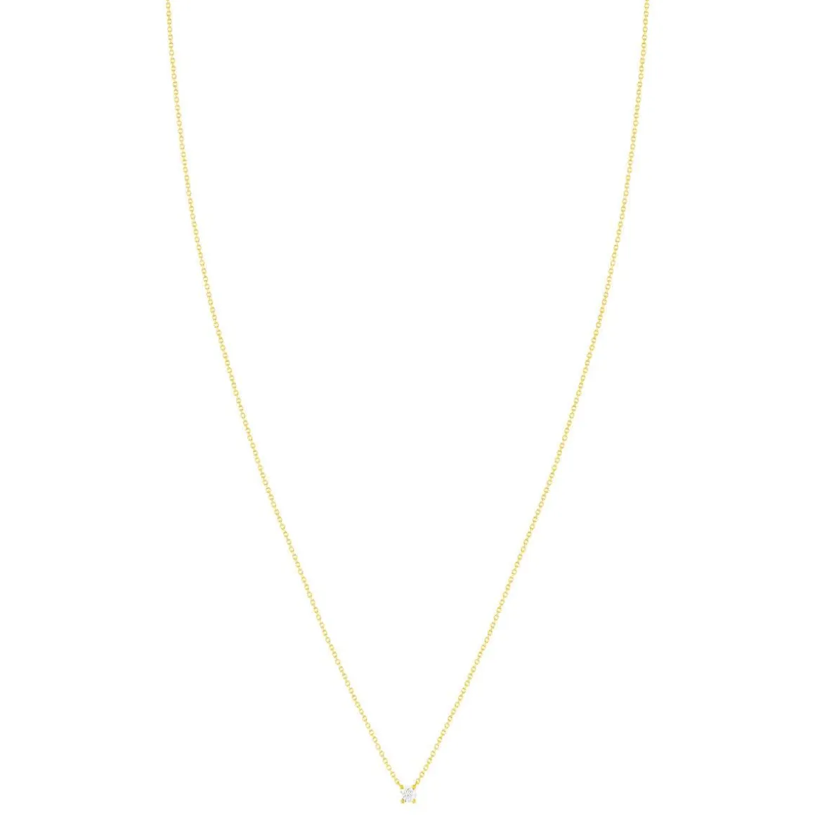 Collier solitaire or 750 jaune diamant HSI 0.2 carat 42cm