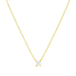 Collier solitaire or 750 jaune diamant synthétique 0.2 carat 42cm