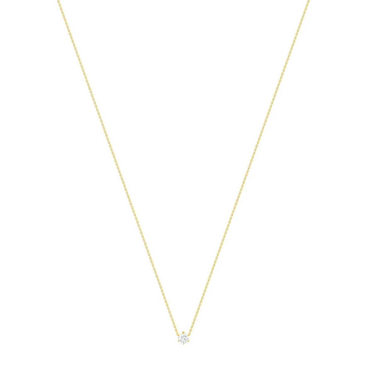 Collier solitaire or 750 jaune diamant HSI 0.5 carat 42cm