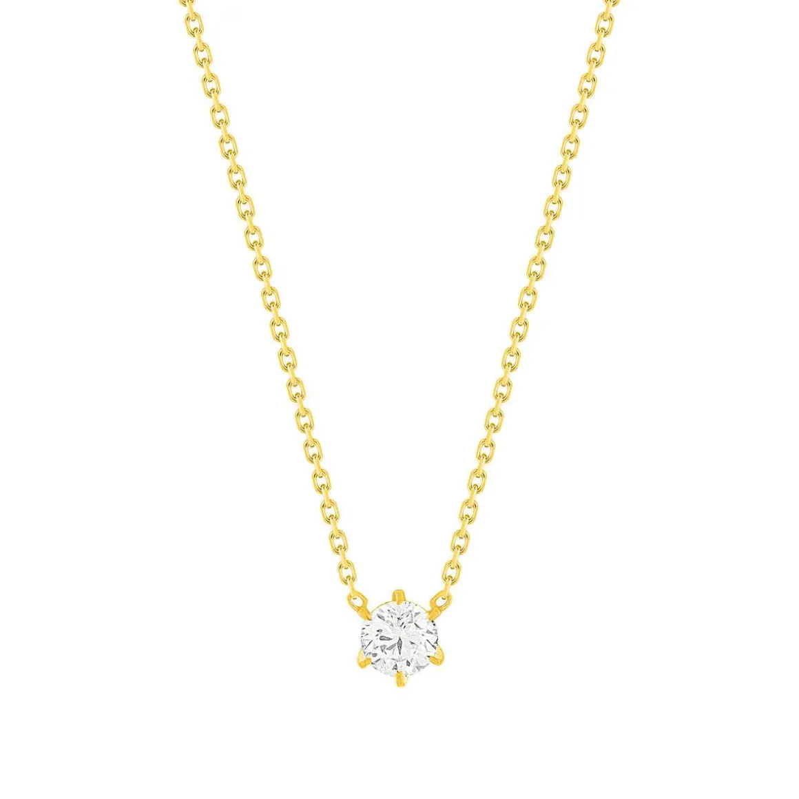 Collier solitaire or 750 jaune diamant HP1 0.4 carat 42cm