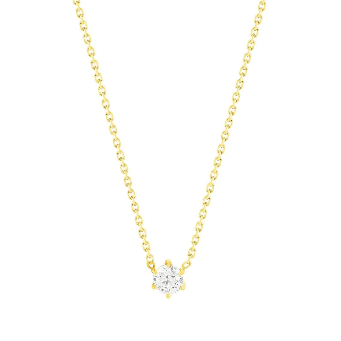 Collier solitaire or 750 jaune diamant HP1 0.3 carat 42cm
