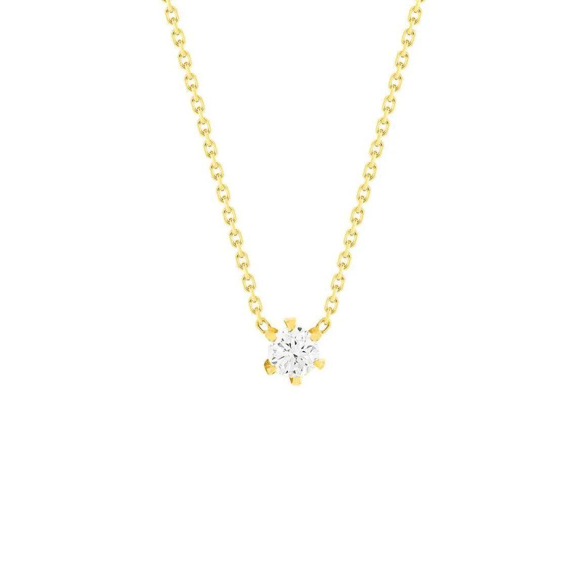 Collier solitaire or 750 jaune diamant HP1 0.25 carat 42cm