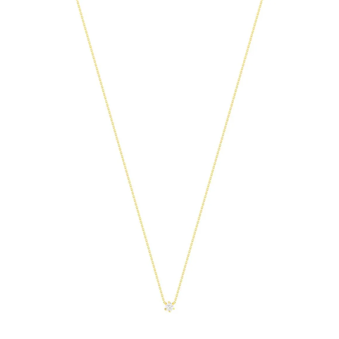 Collier solitaire or 750 jaune diamant HP1 0.25 carat 42cm