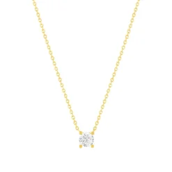 Collier solitaire or 750 jaune diamant HSI 0.4 carat 42cm
