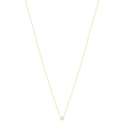 Collier solitaire or 750 jaune diamant HSI 0.4 carat 42cm