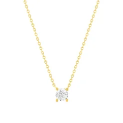 Collier solitaire or 750 jaune diamant HP1 0.4 carat 42cm
