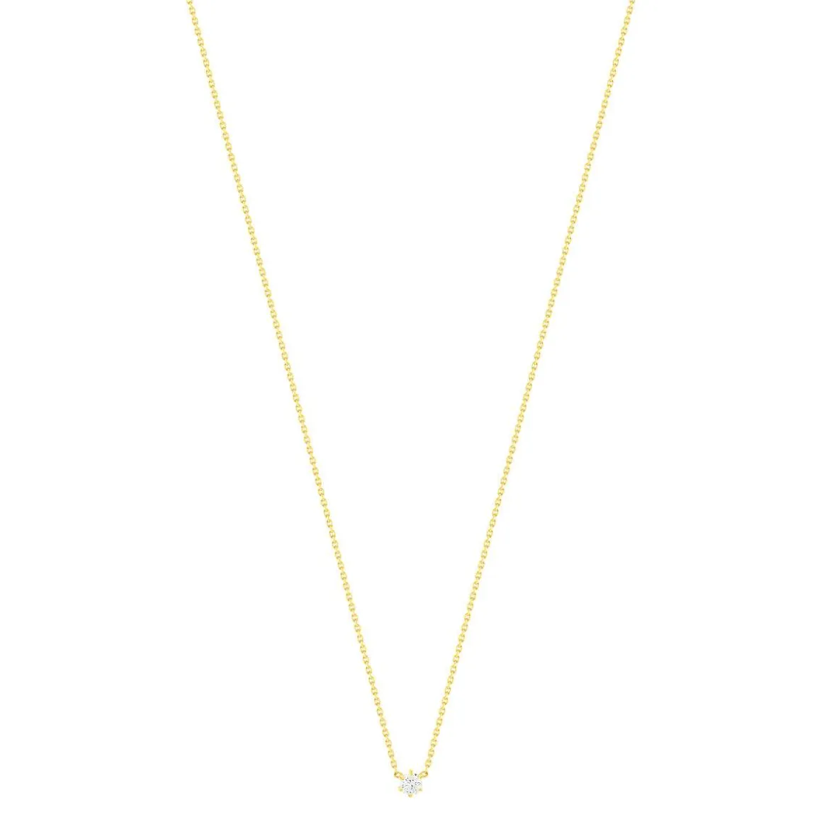 Collier solitaire or 750 jaune diamant HP1 0.2 carat 42cm