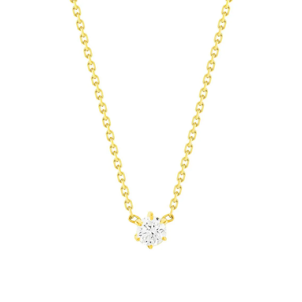 Collier solitaire or 750 jaune diamant HP1 0.2 carat 42cm