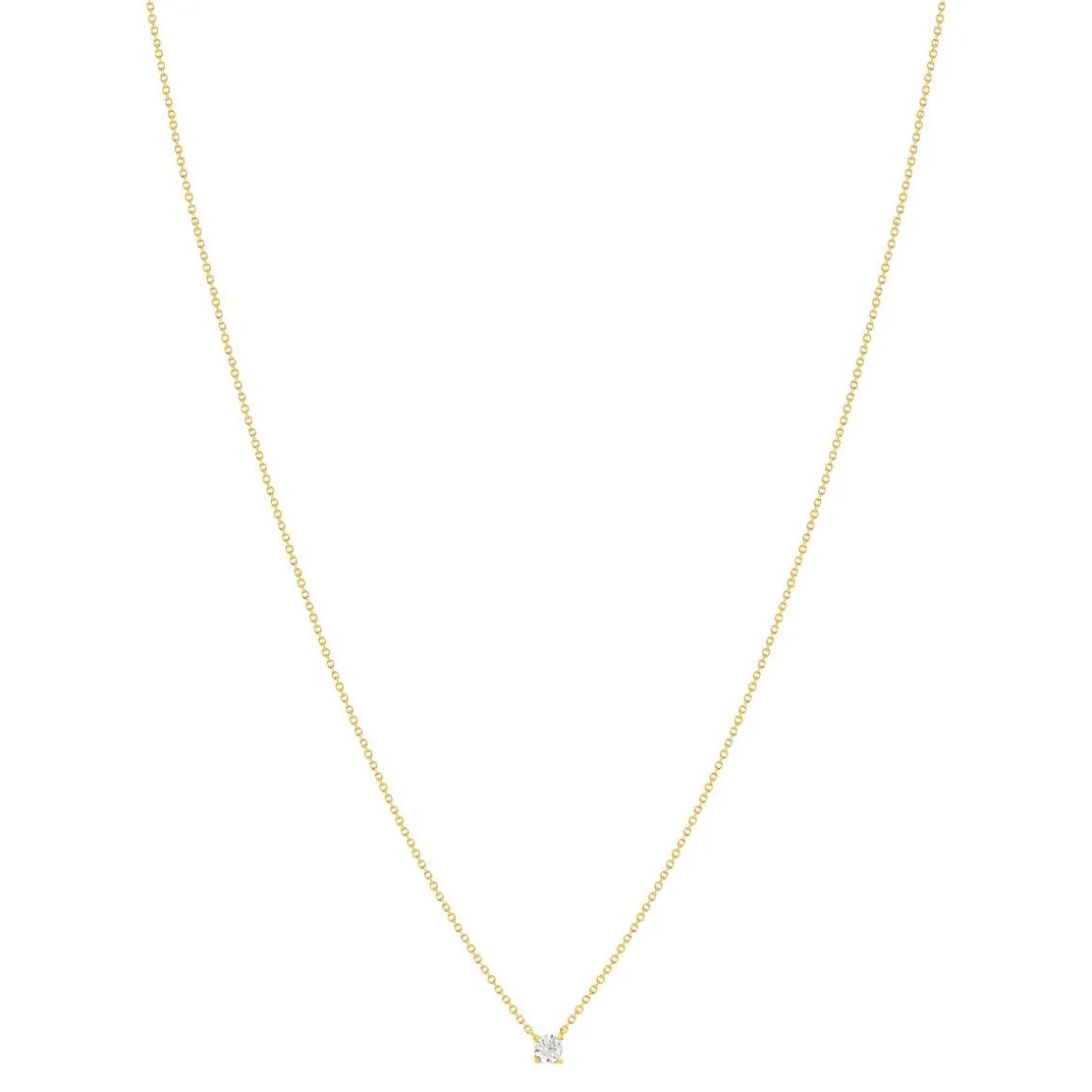 Collier solitaire or 750 jaune diamant HP1 0.25 carat 42cm