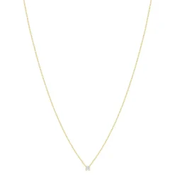 Collier solitaire or 750 jaune diamant HSI 0.25 carat 42cm