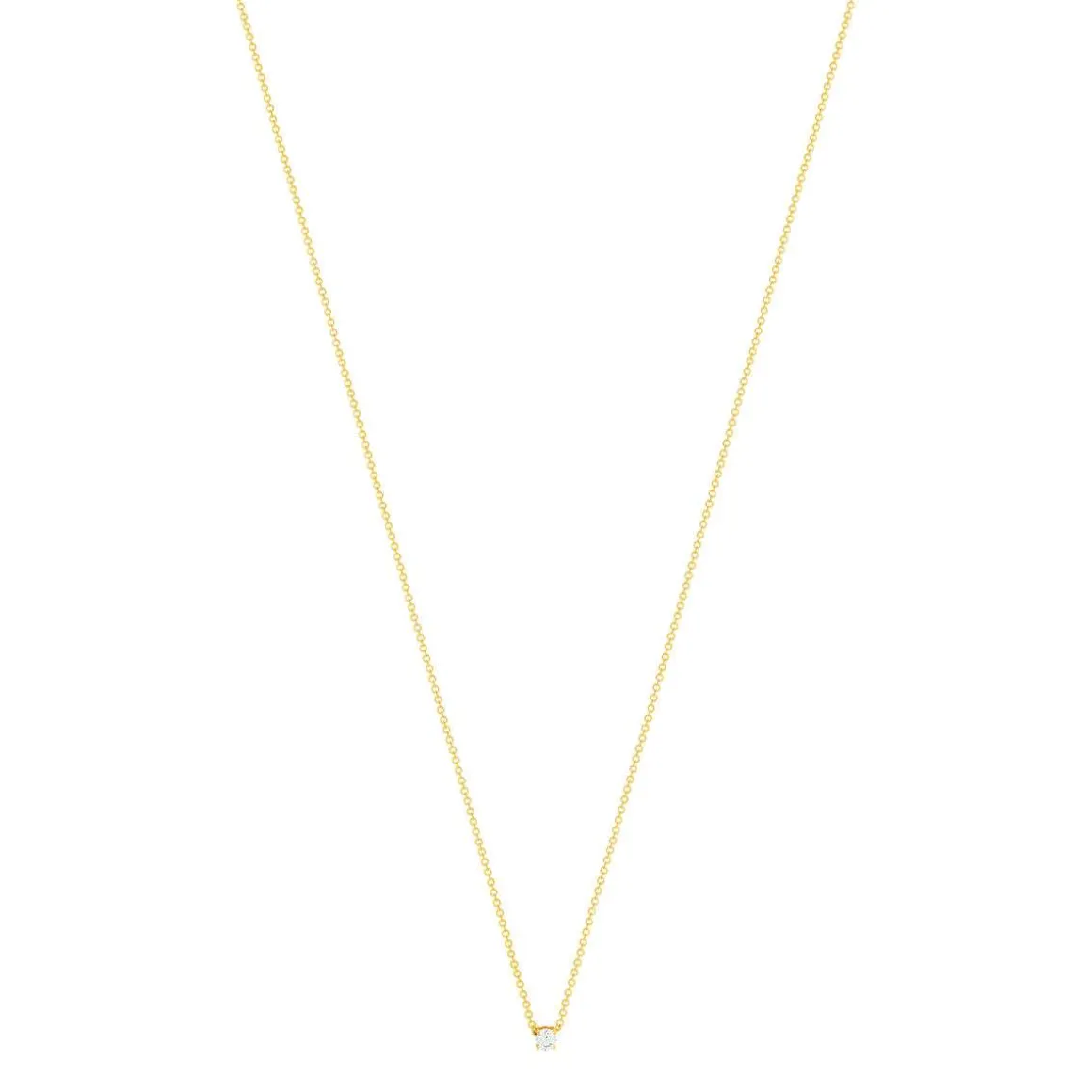 Collier solitaire plaqué or jaune zirconias serti 4 griffes 45cm
