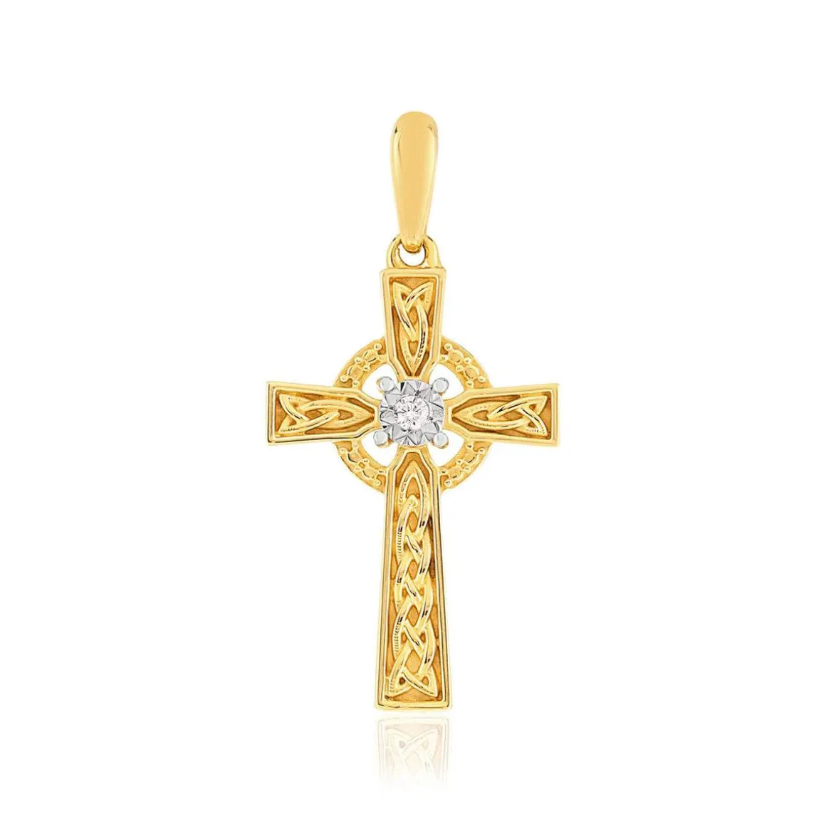 Croix or jaune 375 diamant