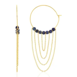 Créoles acier doré lapis lazuli
