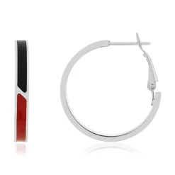 Créoles acier laqué rouge et noir 25mm
