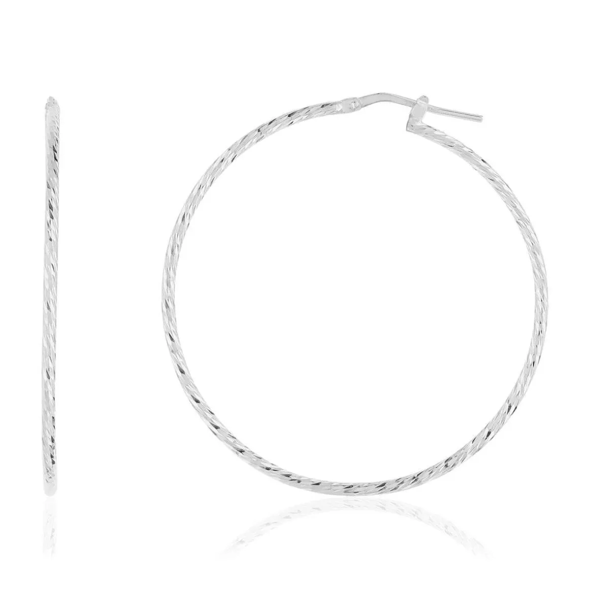 Créoles argent 925 ciselées 44 mm
