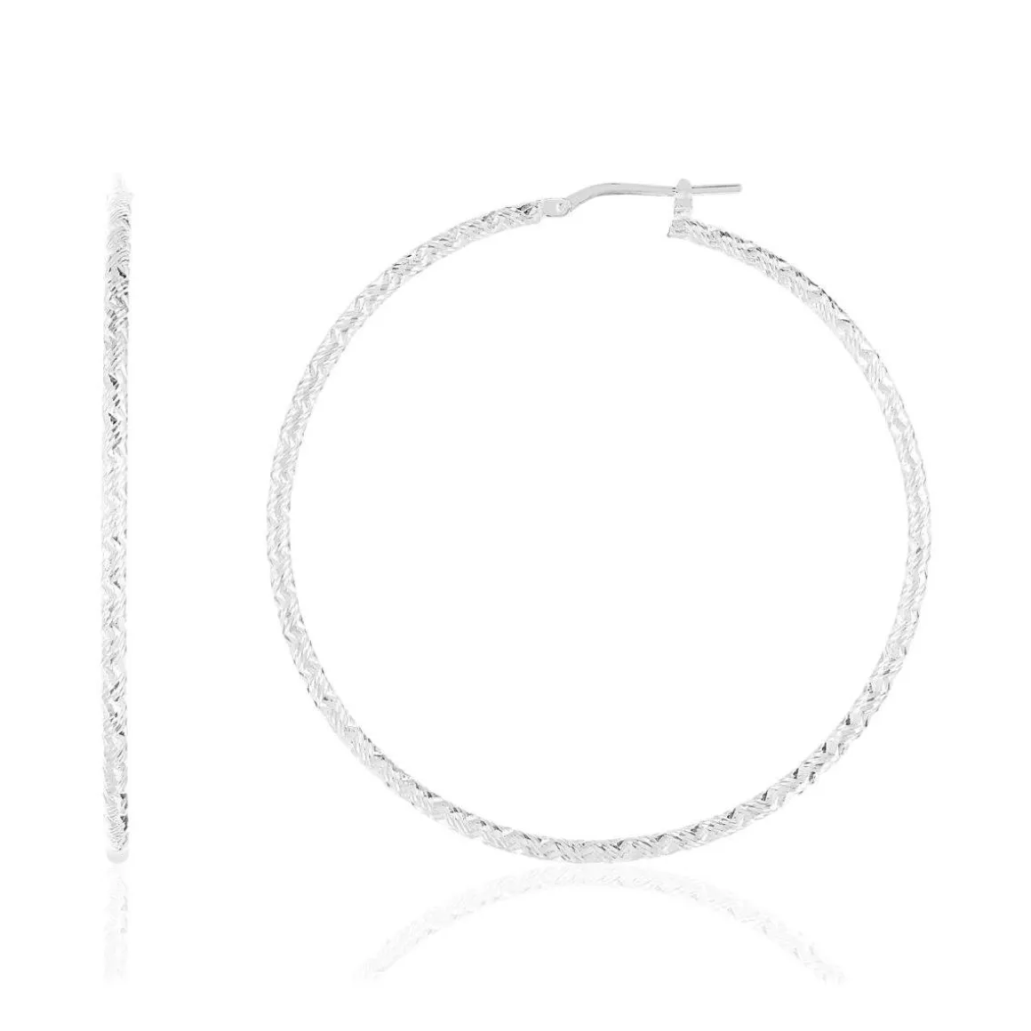 Créoles argent 925 ciselées 55 mm