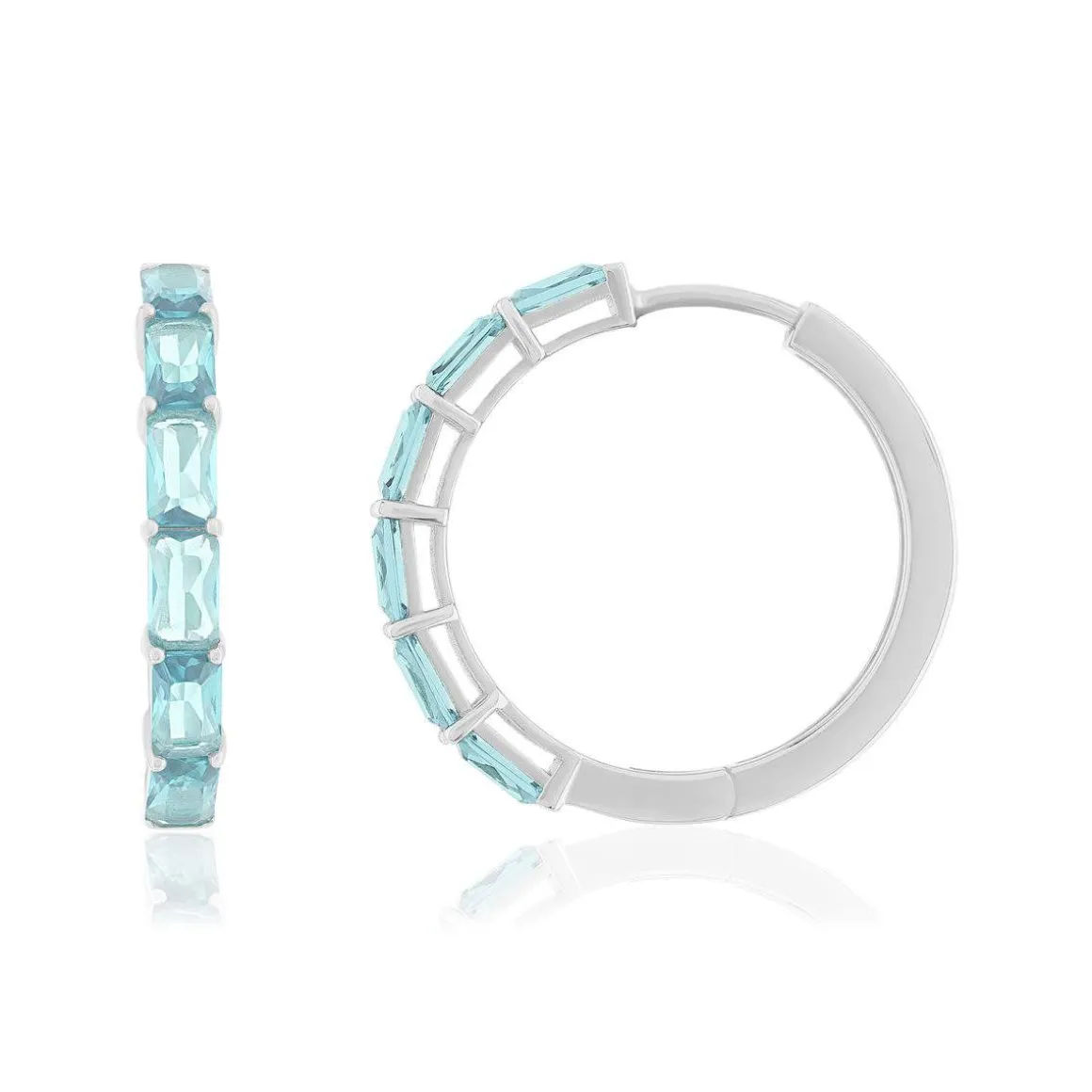 Créoles argent 925 cristal bleu