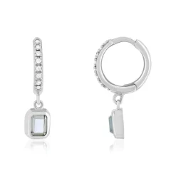 Créoles argent 925 pampilles pierres bleues et zirconias