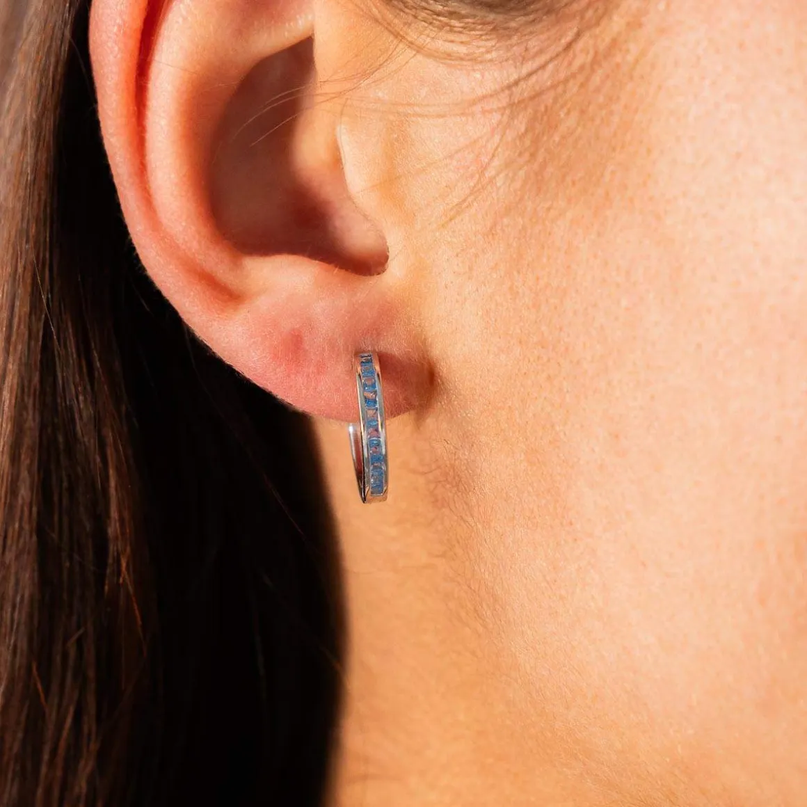 Créoles argent 925 pierres imitation bleues